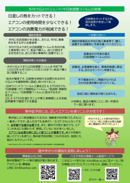 2025年度【八王子市限定】　外付け日よけ（シェード）や日射調整フィルムの設置に対する補助金 ミネトーヨー住器のイベントキャンペーン 写真2